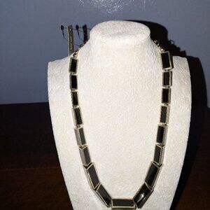 Chico's Geometric Black & Gold Statement Necklace